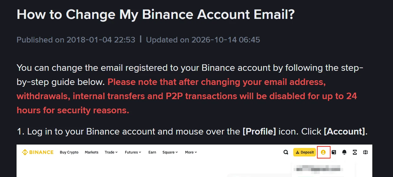 Je, ulibadili barua pepe au namba ya simu Binance? Lini utaweza kutoa pesa