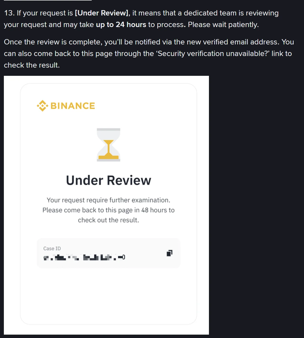 Hatua ya 13 ikisema ombi la Under Review laweza kuchukua hadi saa 24, huku picha rasmi ikitaja saa 48