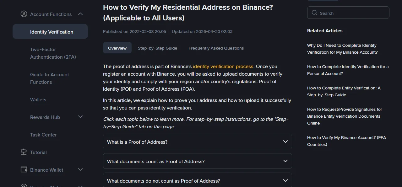 Proof of address ya Binance: muda wa uhalali na hati zinazokubalika Kenya na Tanzania